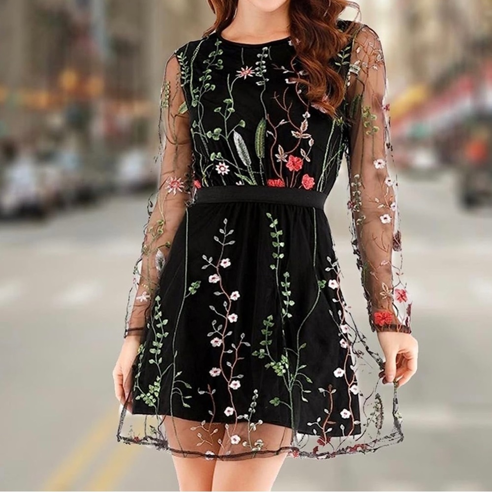 Floral embroidered dress